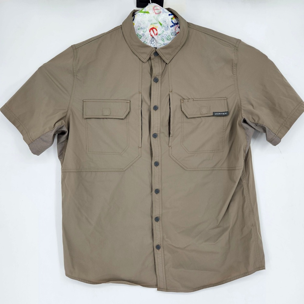 Vortex Shirt Mens XL Button Up Short Sleeve Callsign Hunting Falcon Tan